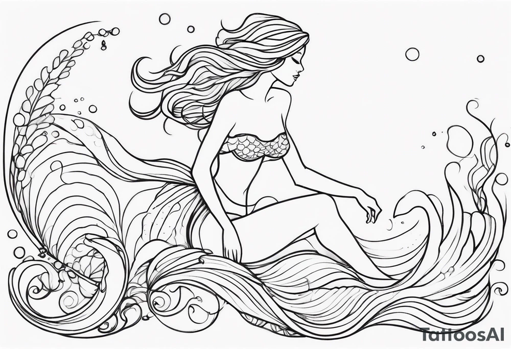 create a sketch of a minimalist mermaid tattoo tattoo idea