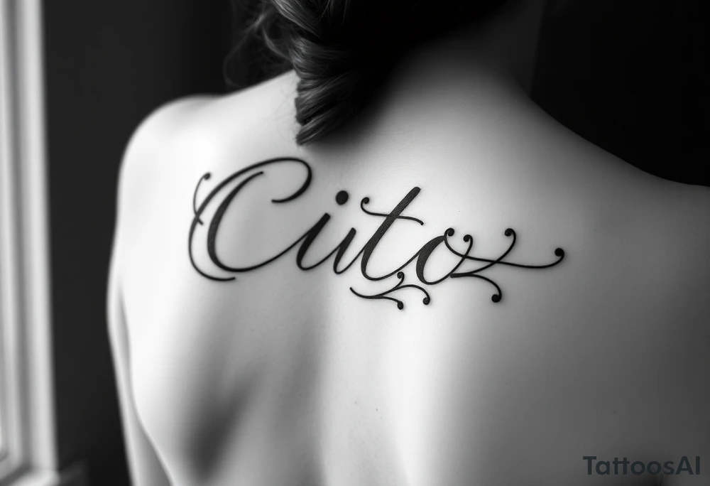 Write the name Cito out in cursive but the cursive should look like a vine with some detail tattoo idea
