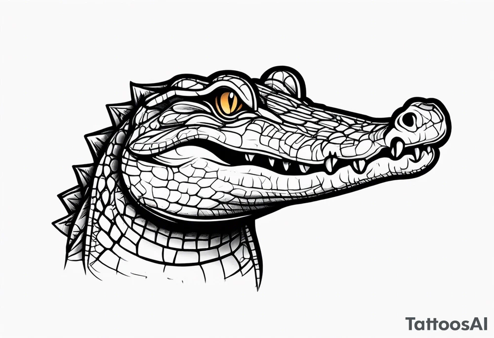 cute face baby small crocodile tattoo idea