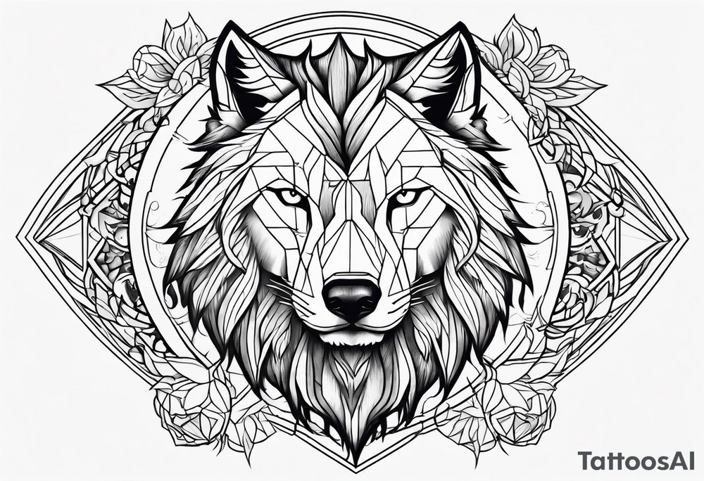 Wolf and lion tattoo idea