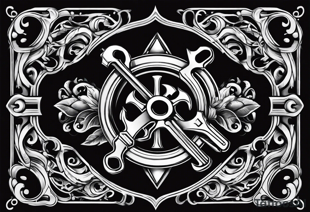 american traditional style wrench tattoo idea