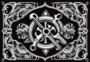 american traditional style wrench tattoo idea
