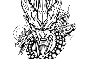 Omega shenron with 7 dragon balls tattoo idea