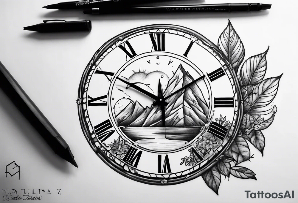 nature element clock memorial tattoo simple design tattoo idea nature element clock memorial tattoo simple design tattoo idea