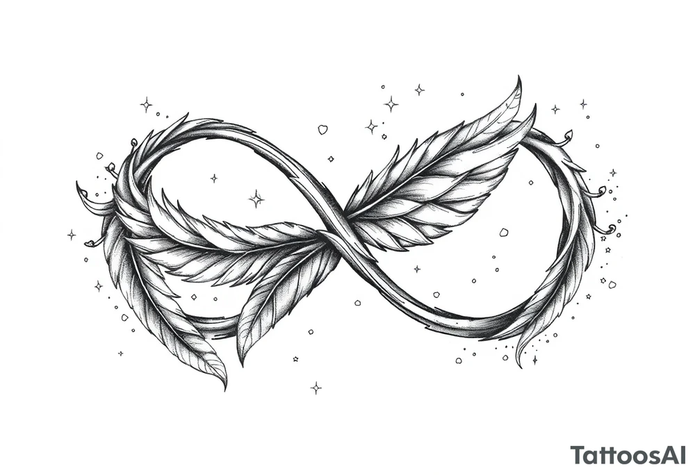 infinity symbol woven with floating feathers and stardust tattoo idea infinity symbol woven with floating feathers and stardust tattoo idea