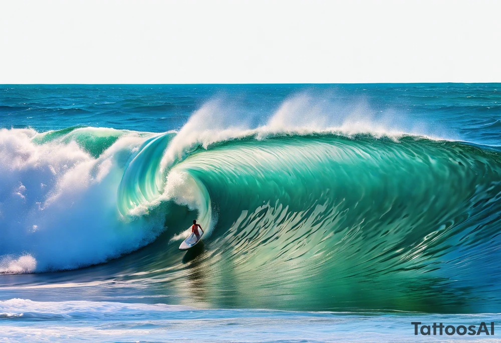 wave  "come what may" written underneath in cursive outside forearm not an oval tattoo idea