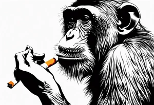 simple picture of a monkey smoking a cigarette, plain and simple smoking a cigarette tattoo idea