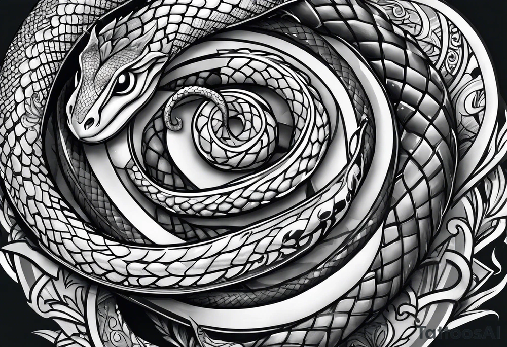 snake wrapped around a dagger tattoo idea
