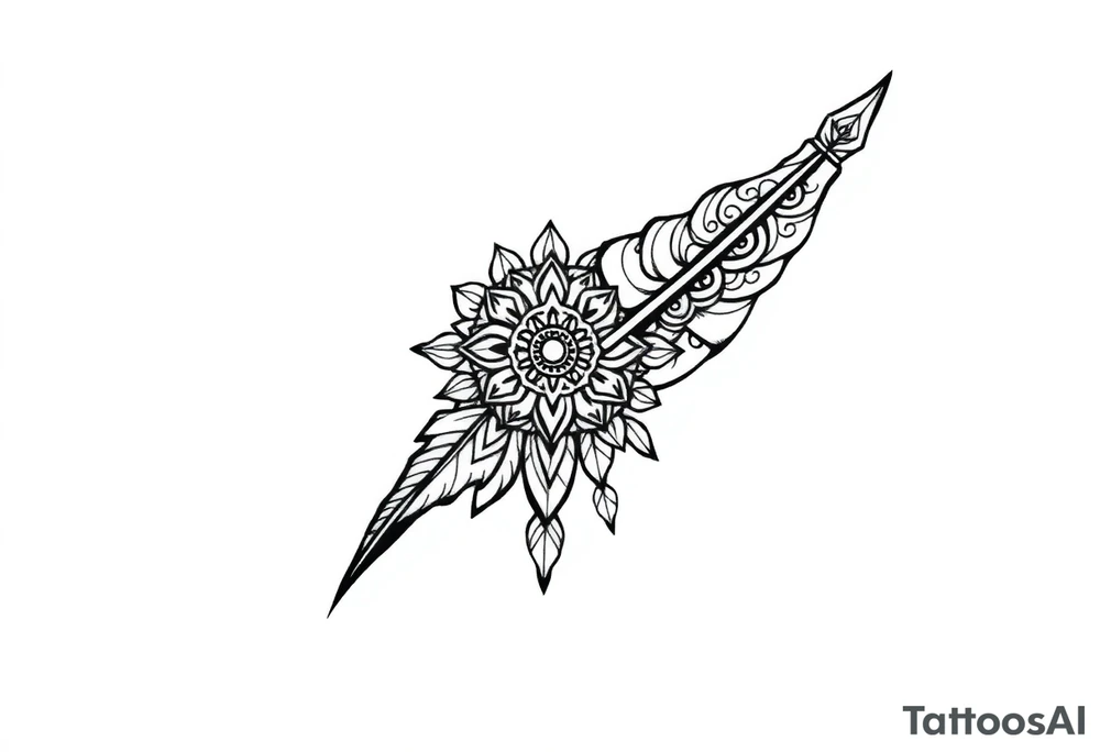 spiritual feather indian mandala shaman rune tattoo idea