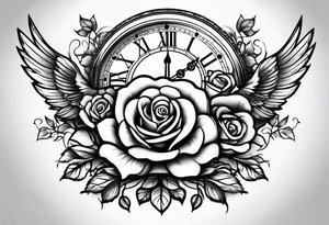Rose birds clock tattoo idea