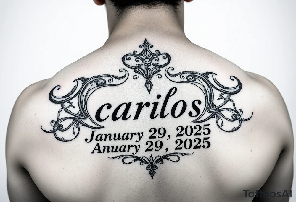 name of a dead loved one and their death date named, their name is carlos and their death date is January 29 , 2025 tattoo idea