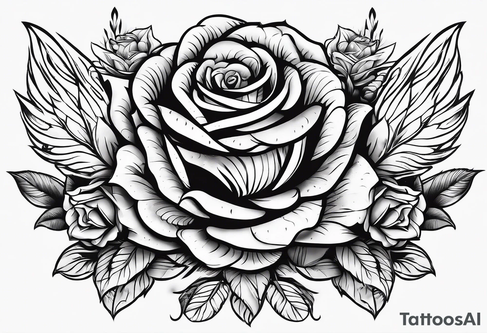An owl, a rose,  lettering “but the greatest of these is love” tattoo idea