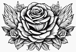 An owl, a rose,  lettering “but the greatest of these is love” tattoo idea