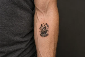 old ship in a storm tattoo idea