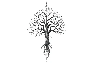 mystical tree of life with bringer of death tattoo idea