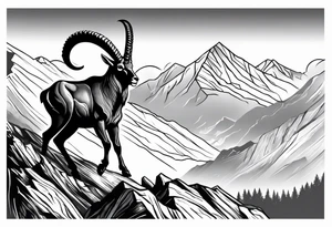 ibex jumping into mountains tattoo idea
