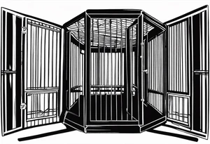 Empty biid cage door open artistic tattoo idea