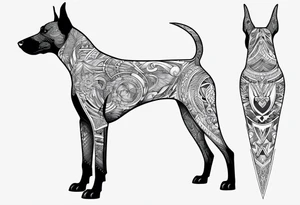 doberman full body minimalistic tattoo idea