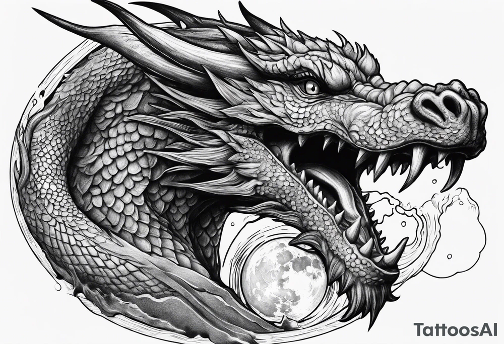 Fluing Dragon eat the moon tattoo idea