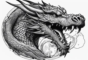 Fluing Dragon eat the moon tattoo idea