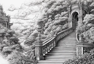 winding stairway to heaven tattoo idea