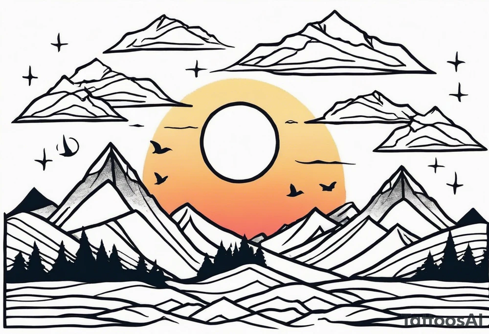 small minimalistic no border mountains sunset tattoo idea small minimalistic no border mountains sunset tattoo idea