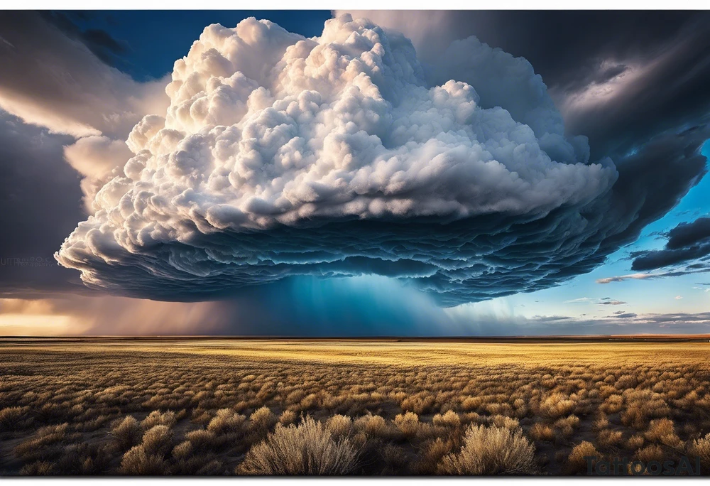 beautiful supercell cloud in vast open Texas lands tattoo idea