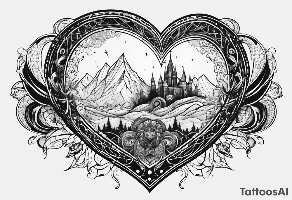 Long tattoo for arm. Lovecraftian creature, protecting a heart. tattoo idea