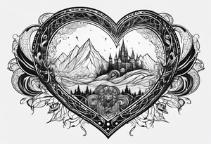 Long tattoo for arm. Lovecraftian creature, protecting a heart. tattoo idea