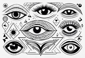 Variety simple line eyes flash sheet tattoo idea