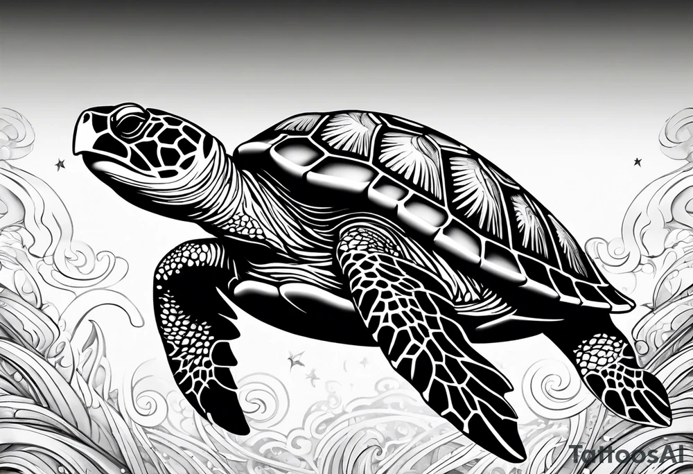 small tribal sea turtle
 tattoo tattoo idea
