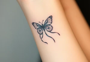 ethereal butterfly with flowing silk ribbons in moonlight tattoo idea