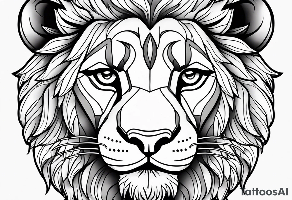 super cute minimal cartoon lion cub tattoo idea