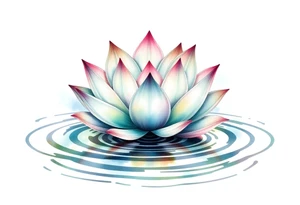 serene lotus flower emerging from sacred waters with ripples tattoo idea