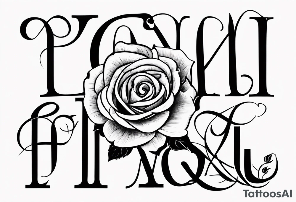 una rosa y las letras romanas MCMLXXXII tattoo idea