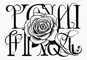 una rosa y las letras romanas MCMLXXXII tattoo idea
