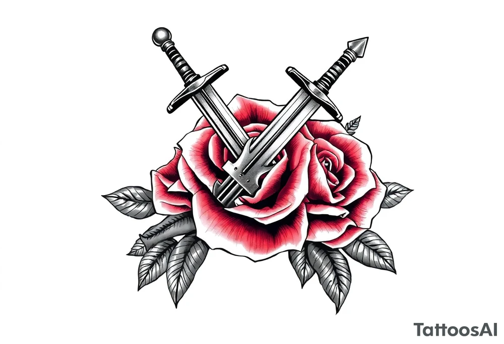 broken sword through a rose tattoo idea