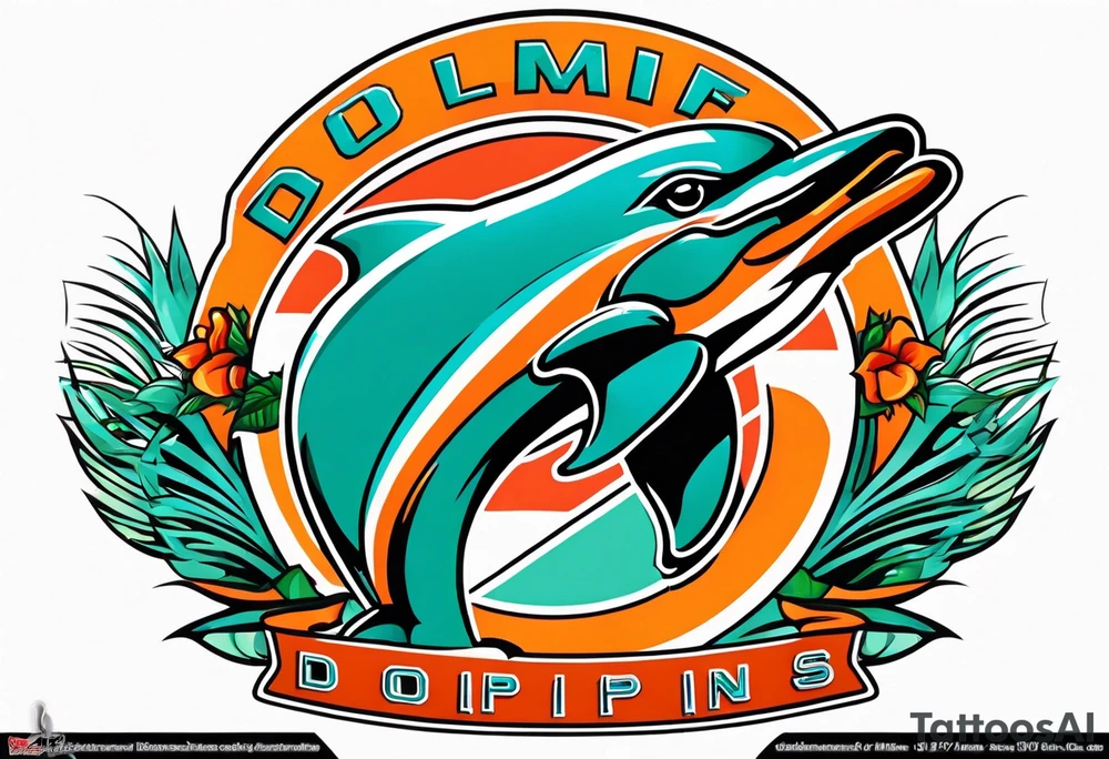 1984 old school miami dolphins logo tattoo idea