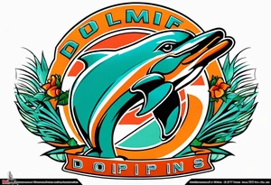 1984 old school miami dolphins logo tattoo idea