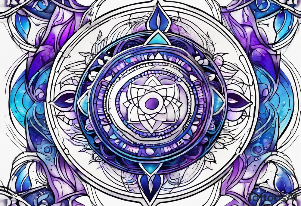 Blue and purple circle and lines tattoo idea