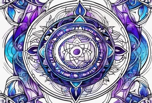 Blue and purple circle and lines tattoo idea