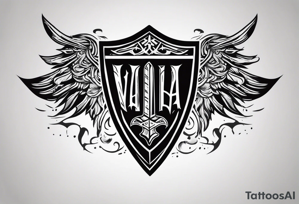 Valhalla shield sword symbol tattoo idea