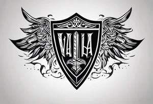 Valhalla shield sword symbol tattoo idea