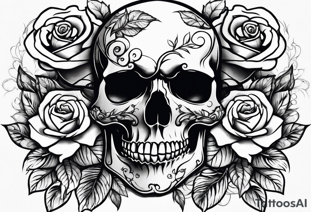skull and roses tattoo idea