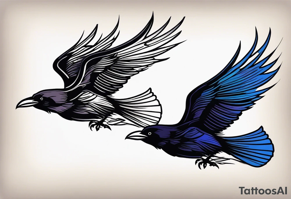 3 ravens in flight tattoo idea