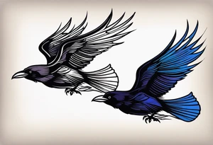 3 ravens in flight tattoo idea