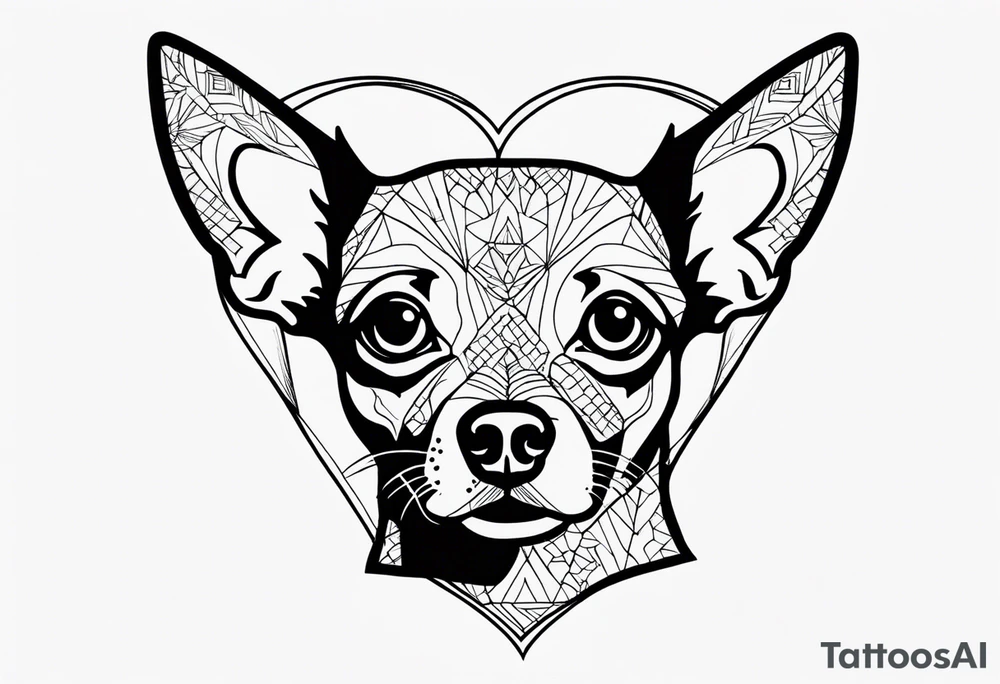 Chihuahua outline with R and heart tattoo idea