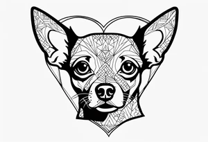 Chihuahua outline with R and heart tattoo idea