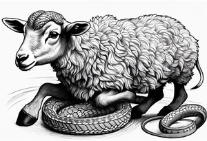 Tattoo of lamb stomping on a snake tattoo idea