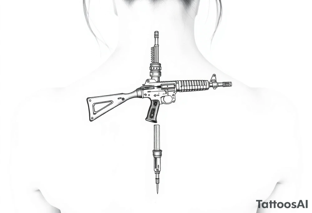Machine gun spine tattoo idea